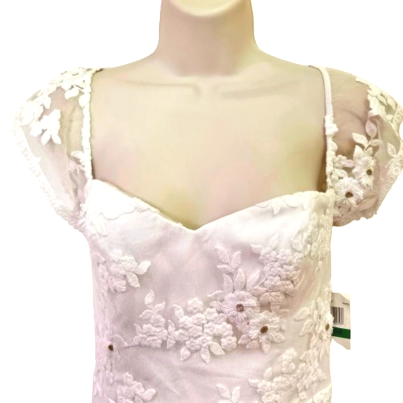 Dress The Population Tara White Gold Embroidered Lace Wedding Dress,Large,NWT - Picture 6 of 16